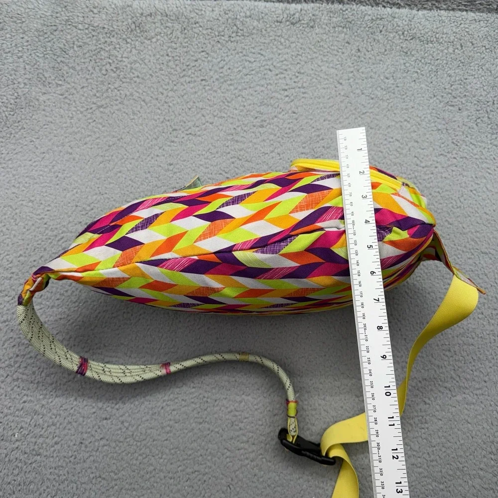 KAVU Sling Bag Funky Geometric Pattern Purple Orange Yellow White Crossbody Bag